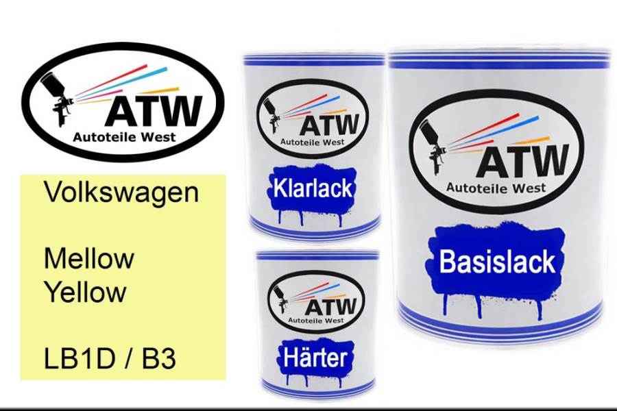 Volkswagen, Mellow Yellow, LB1D / B3: 1L Lackdose + 1L Klarlack + 500ml Härter - Set, von ATW Autoteile West.